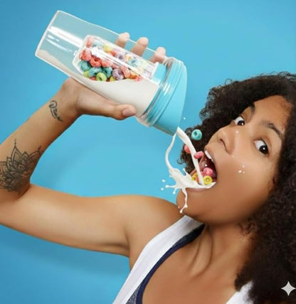 Portable Plastic Cereal Cup for Breakfast Easy to Carry to Go Cereal and Milk Container