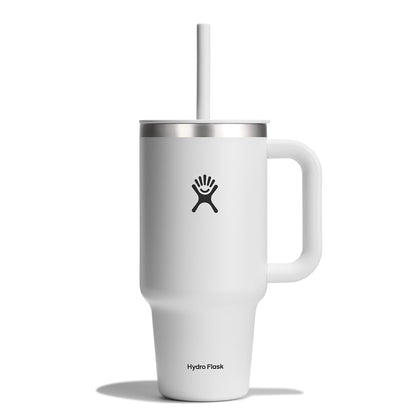 Hydro Flask Travel Tumbler with Handle, Lid and Straw - Insulated Stainless Steel in 40 Oz Agave
