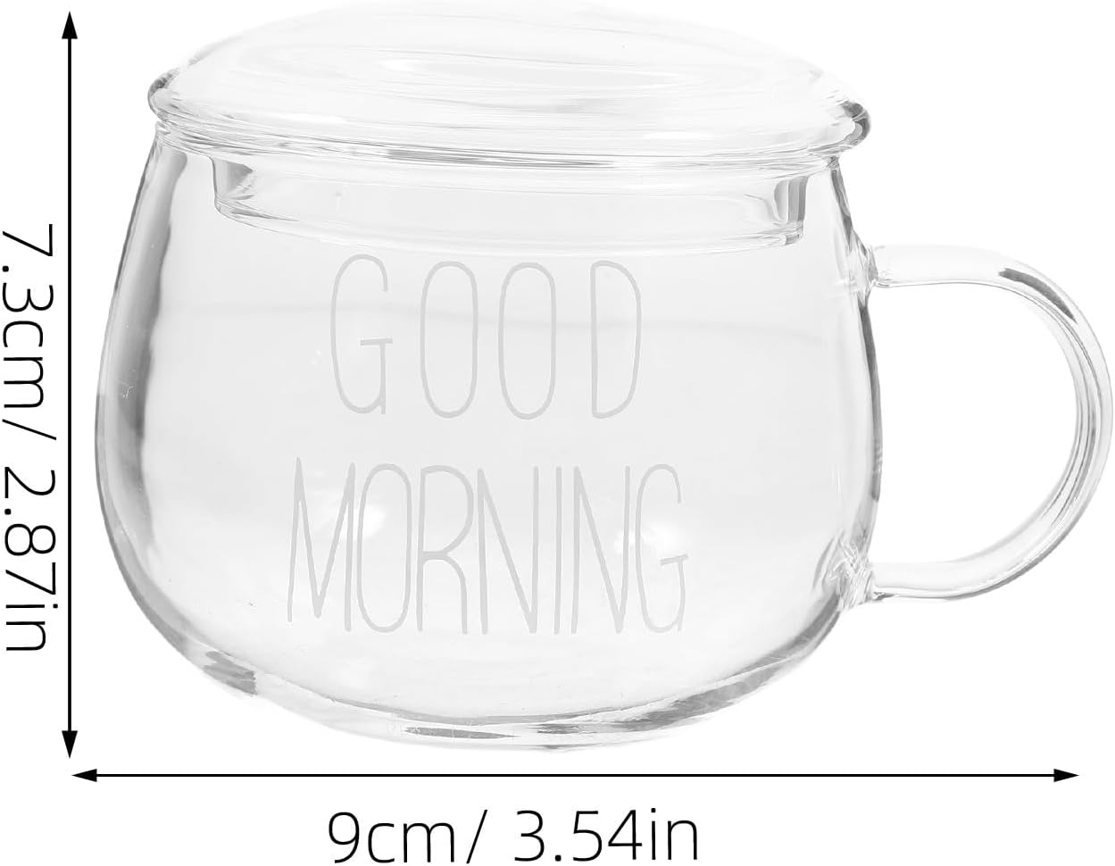 Glass Milk Cup with Handle 350ml Heat-resistant Breakfast Mug for Milk, Coffee and Tea with White Letter Lid Suitable for Office and Home Use