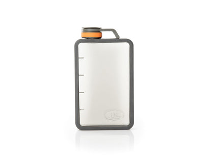 GSI Outdoors Boulder Flask, Shatter-Resistant, Leakproof Hip Flask with Clear Body & Silicone Grip, BPA-Free Bottle for Hiking, Camping & Travel