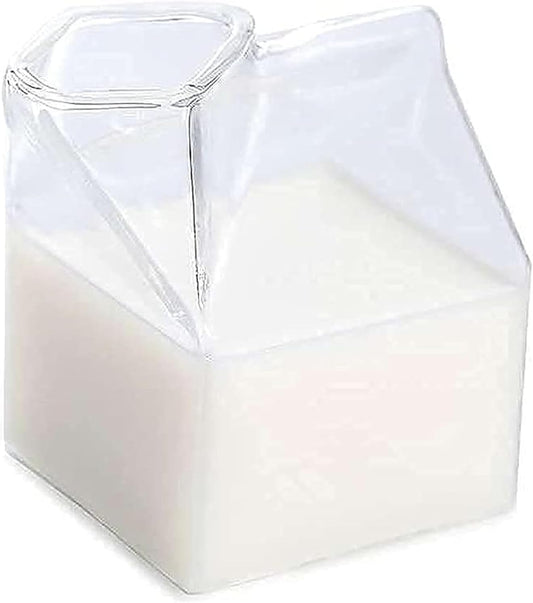 Mini Milk Creamer Carton Container - Half Pint Glass Milk Cups Coffee & Juice Glasses - Collect Bottles