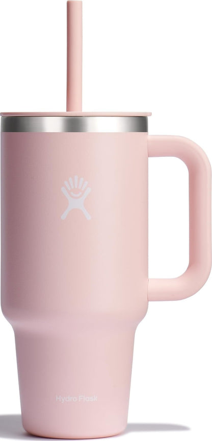 Hydro Flask Travel Tumbler with Handle, Lid and Straw - Insulated Stainless Steel in 40 Oz Trillium