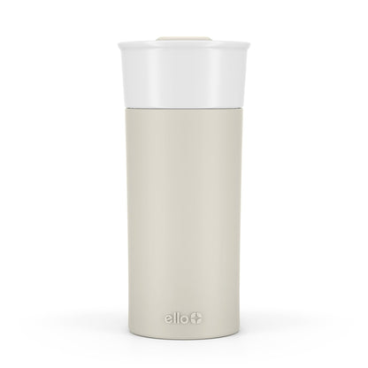 Ello Ogden 16oz Ceramic Travel Mug with Splash-Resistant Slider Lid and Protective Silicone Sleeve, Perfect for Coffee or Tea, BPA-Free, Dishwasher Safe | Splash-resistant ceramic travel mug with slider lid and protective silicone sleeve. BPA-free, great