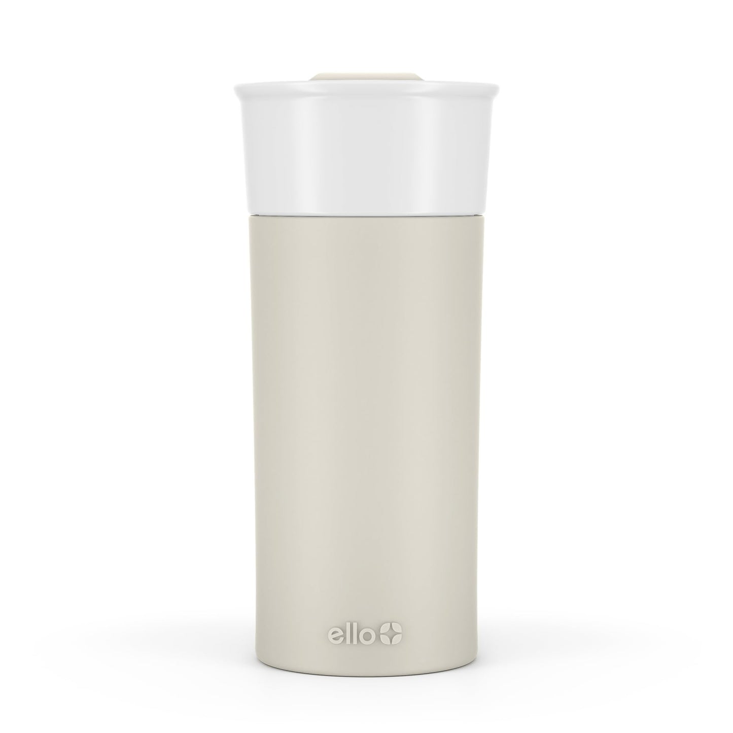 Ello Ogden Ceramic Travel Mug with Splash-Resistant Slider Lid and Protective Silicone Boot, Perfect for Coffee or Tea, BPA Free, Dishwasher Safe, Gray, 16 oz, 758-0438-040 | Splash-resistant ceramic travel mug with slider lid and protective silicone slee