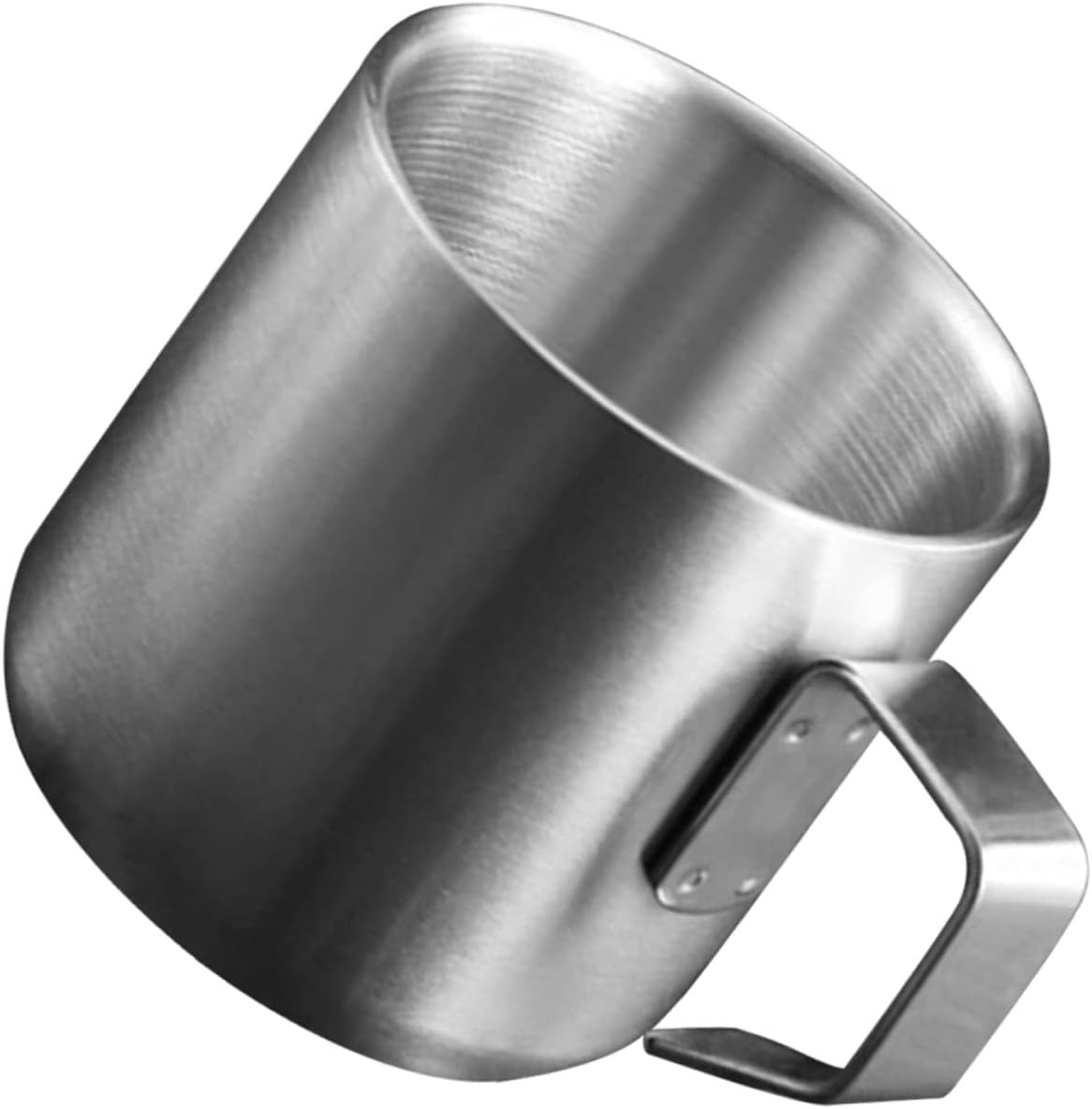 VICASKY Stainless Steel Double Breakfast Cup with Handle Insulated Milk and Cereal Mug for Home and Restaurant Use Household Stainless Mug Silver