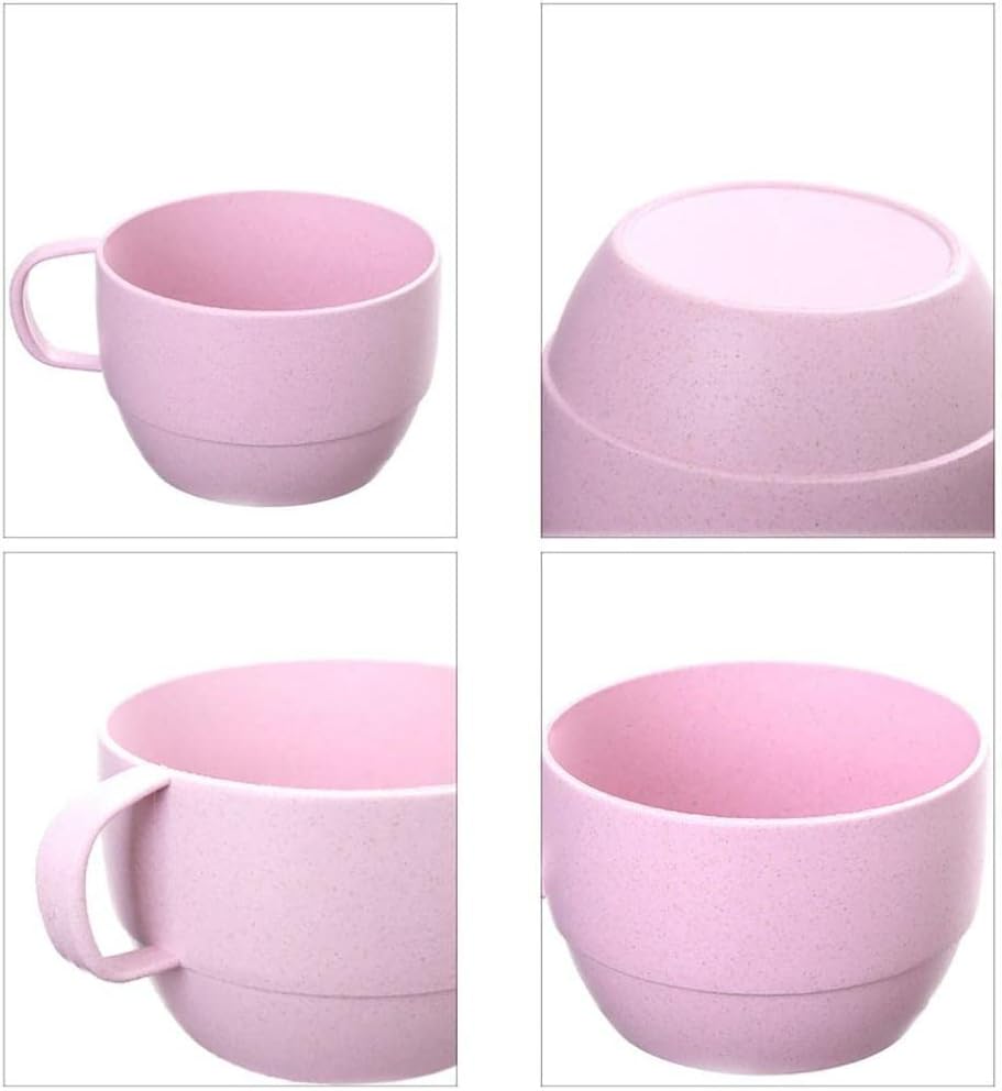 European Style Lightweight Milk Cup, Wide Mouth Simple Breakfast Drinking Cup Flat Bottom Drinking Cup(Pink)