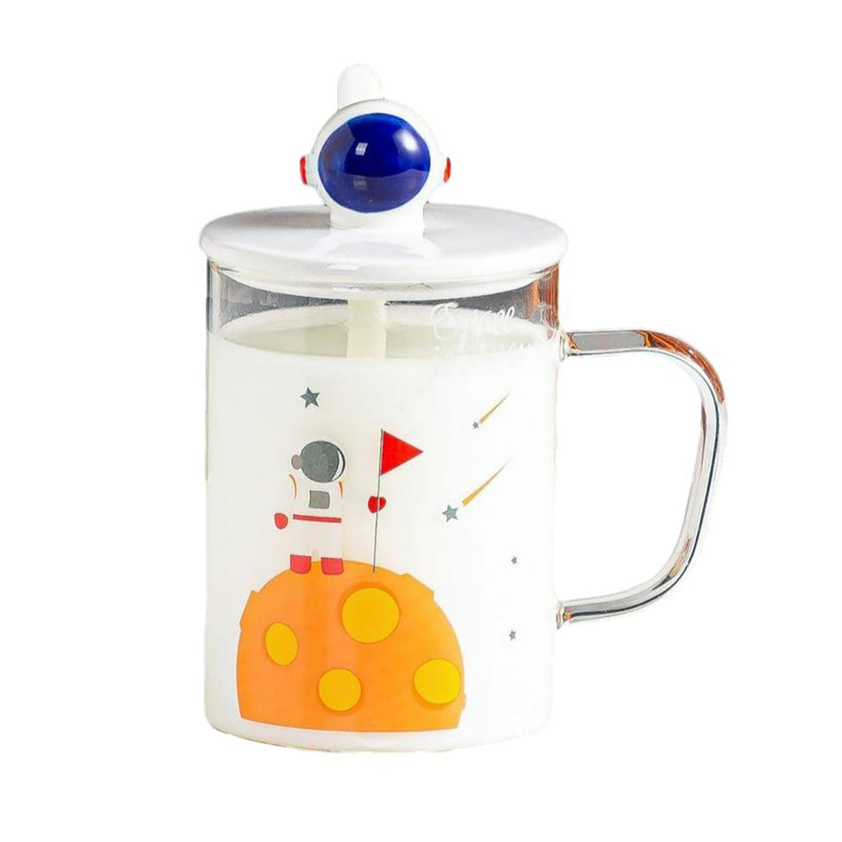 450ml/15oz Covered Large Capacity Glass Cup Creative Straight Tube Breakfast Milk Cup-GK-B model