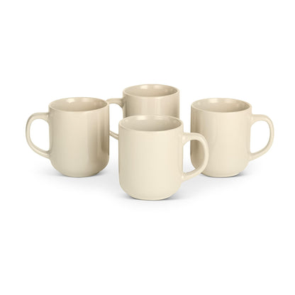 Amazon Basics Stoneware Coffee Mugs, 16 oz, 4-Piece Set, Gloss-Glazed, Stain-Resistant, Microwave, Freezer and Dishwasher-Safe, Linen Gray