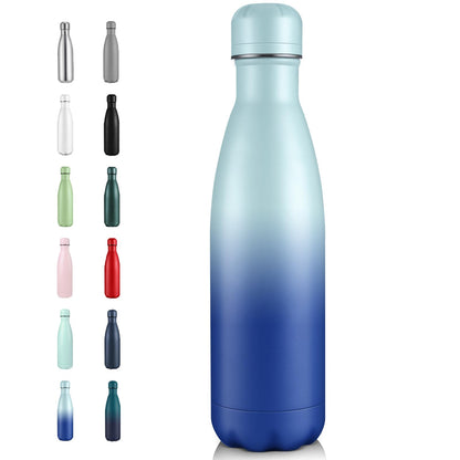 Volhoply 17oz Insulated Stainless Steel Water Bottle, Double Wall Vacuum Flask, Keeps Cold 24h & Hot 12h, Available in Packs of 1, 4, or 8（Silver,1 Pack)