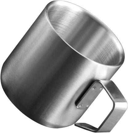 Wakauto Stainless Steel Double Breakfast Cup with Handle Multi Use Milk and Cereal Container for Home Coffee Fruit Storage Food Safe Metal Porcelain Alternative