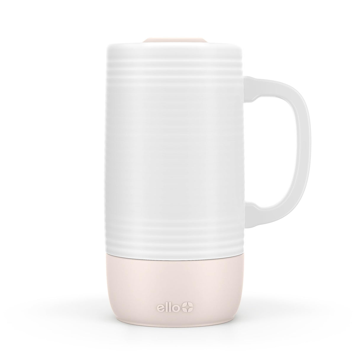 Ello Jane 18oz Ceramic Travel Mug with Handle, Splash-Resistant Slider Lid and Built-in Coaster, Perfect for Coffee and Tea, BPA Free, Dishwasher Safe, Holiday Gift Her Him, Yucca | Splash-resistant ceramic coffee tumbler with handle and silicone base. BP