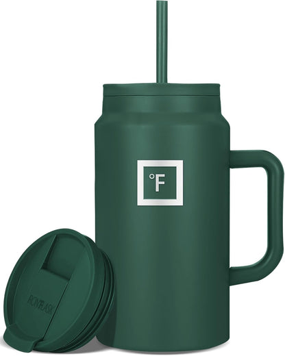 IRON °FLASK 40 oz Co-Pilot Insulated Travel Mug | Insulated Travel Mug with Straw & Flip Cap Lids - Cup Holder Fit, Leakproof, BPA Free (Aurora)