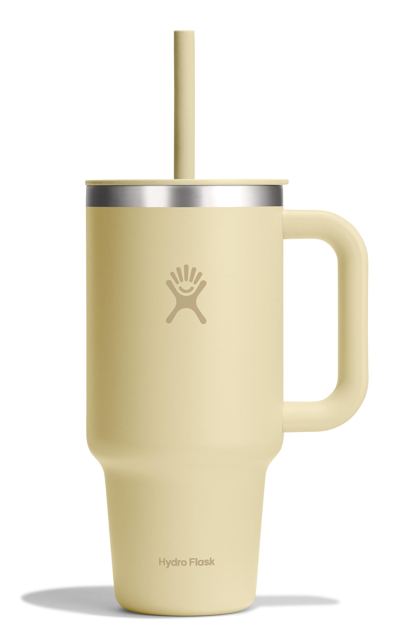 Hydro Flask Travel Tumbler with Handle, Lid and Straw - Insulated Stainless Steel in 40 Oz Trillium