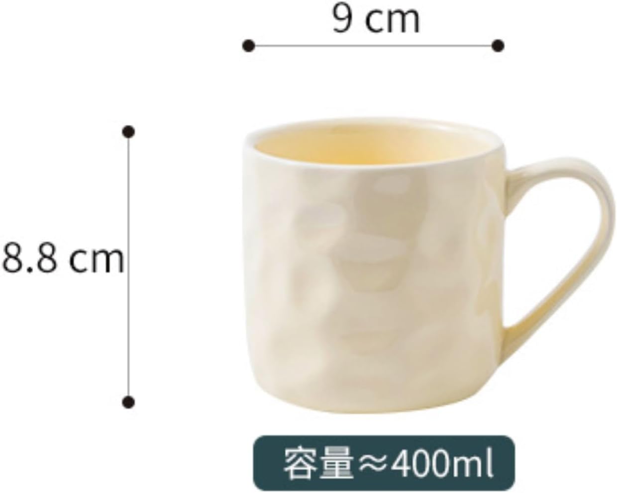 400ml/13.5oz ceramic cream wind breakfast cup household fresh creative drinking utensils-silver-edged milk yellow -400ml