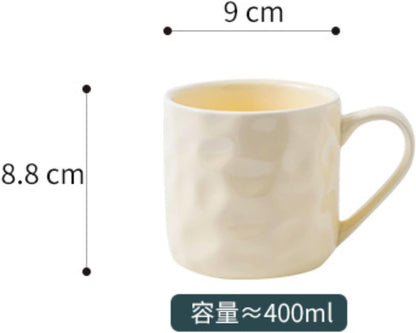 400ml/13.5oz ceramic cream wind breakfast cup household fresh creative drinking utensils-silver-edged milk yellow -400ml