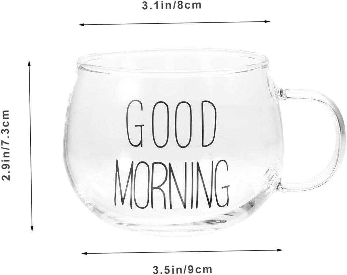 PRETYZOOM Milk Glass Cup Double-wall Heat-resistant Glass Mug Reusable Drinking Cup for Breakfast Milk Cereal Fruit