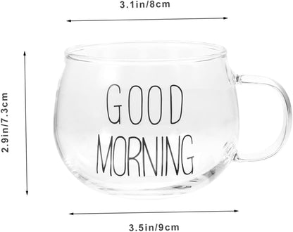 PRETYZOOM Milk Glass Cup Double-wall Heat-resistant Glass Mug Reusable Drinking Cup for Breakfast Milk Cereal Fruit