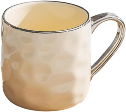 400ml/13.5oz ceramic cream wind breakfast cup household fresh creative drinking utensils-silver-edged milk yellow -400ml