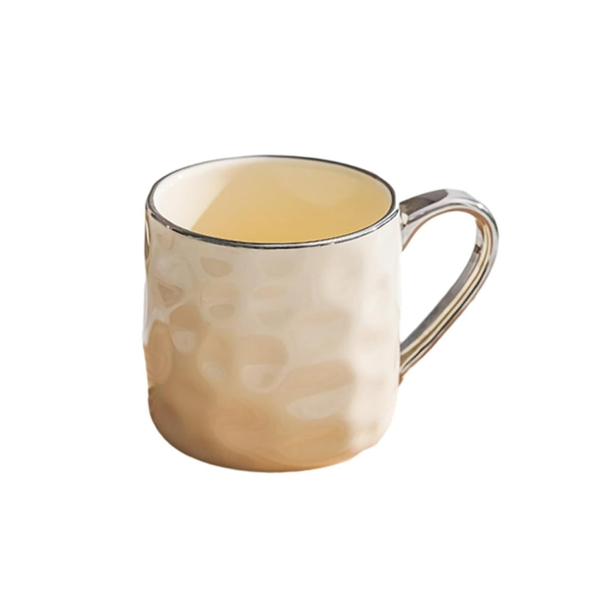400ml/13.5oz ceramic cream wind breakfast cup household fresh creative drinking utensils-silver-edged milk yellow -400ml
