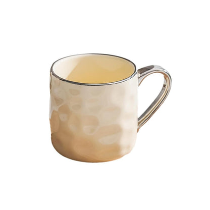 400ml/13.5oz ceramic cream wind breakfast cup household fresh creative drinking utensils-silver-edged milk yellow -400ml