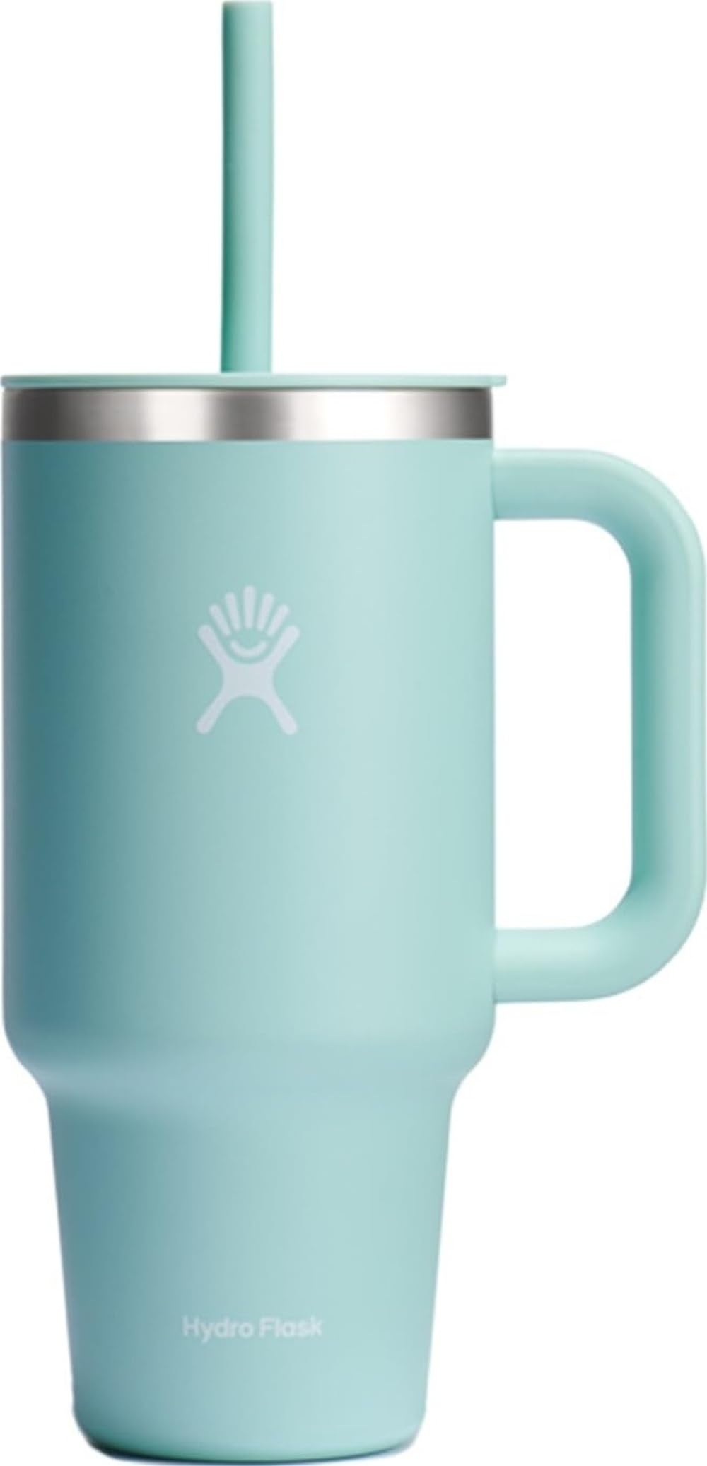 Hydro Flask Travel Tumbler with Handle, Lid and Straw - Insulated Stainless Steel in 40 Oz Agave