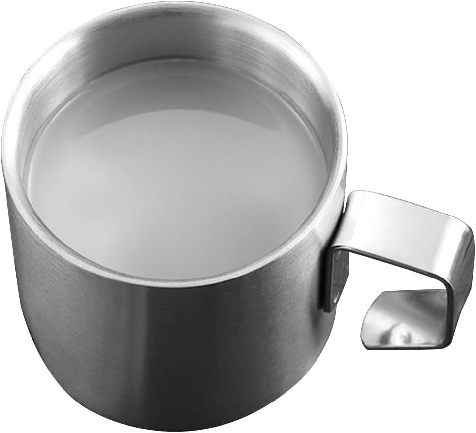 BESTOYARD Stainless Steel Breakfast Cup with Handle 2.36 Inch Compact Milk and Porridge Cup for Toddler Feeding and Household Use