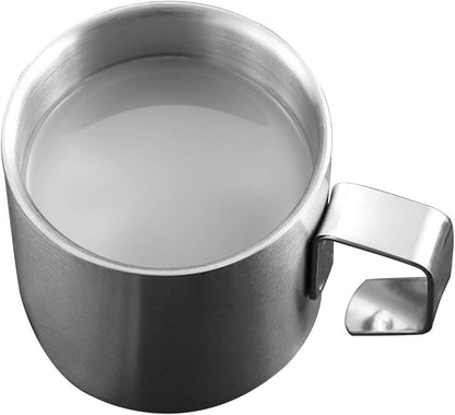 BESTOYARD Stainless Steel Breakfast Cup with Handle 2.36 Inch Compact Milk and Porridge Cup for Toddler Feeding and Household Use