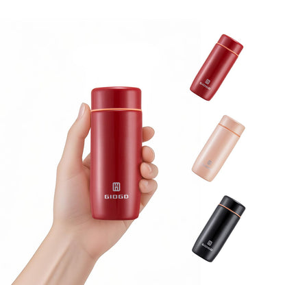 Small Thermo Bottle Mini Vacuum Insulated Water Bottle 200ml/6.8oz Water Flask Stainless Steel Thermal Water Bottles Thermo for Hot and Cold Drinks for Purse Handbag Pocket (Black)