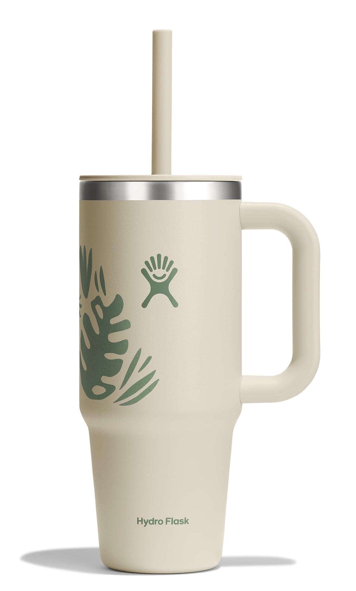 Hydro Flask Travel Tumbler with Handle, Lid and Straw - Insulated Stainless Steel in 40 Oz Agave