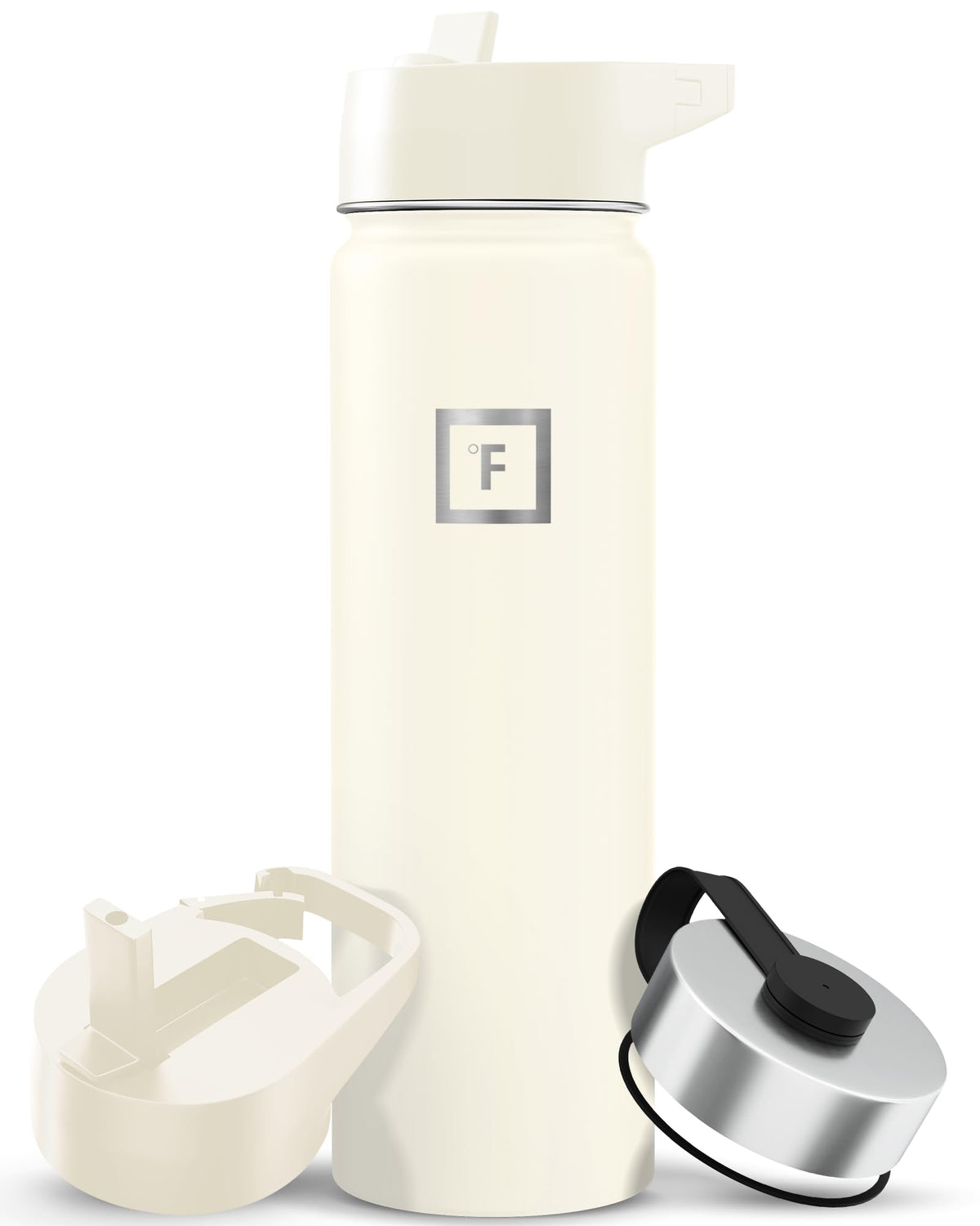 IRON °FLASK 32 oz Wide Mouth Water Bottle with 3 Lids | Insulated Stainless Steel Sports Water Bottle with 3 Leakproof Lids - BPA Free, Cold 24 Hrs, Sweat Free (Midnight Black)
