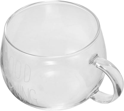 Glass Milk Cup Handle Borosilicate Mug for Breakfast Cereal and Microwave Safe Stylish and Functional for Home Office Use