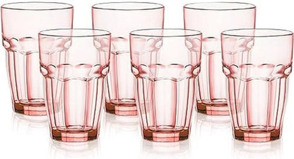 Bormioli Rocco Rock Bar Stackable Beverage, Set Of 6 Dishwasher Safe Drinking Glasses For Soda, Juice, Milk, Coke, Beer, Spirits – 12.5oz Durable Tempered Glass Water Tumblers For Daily Use