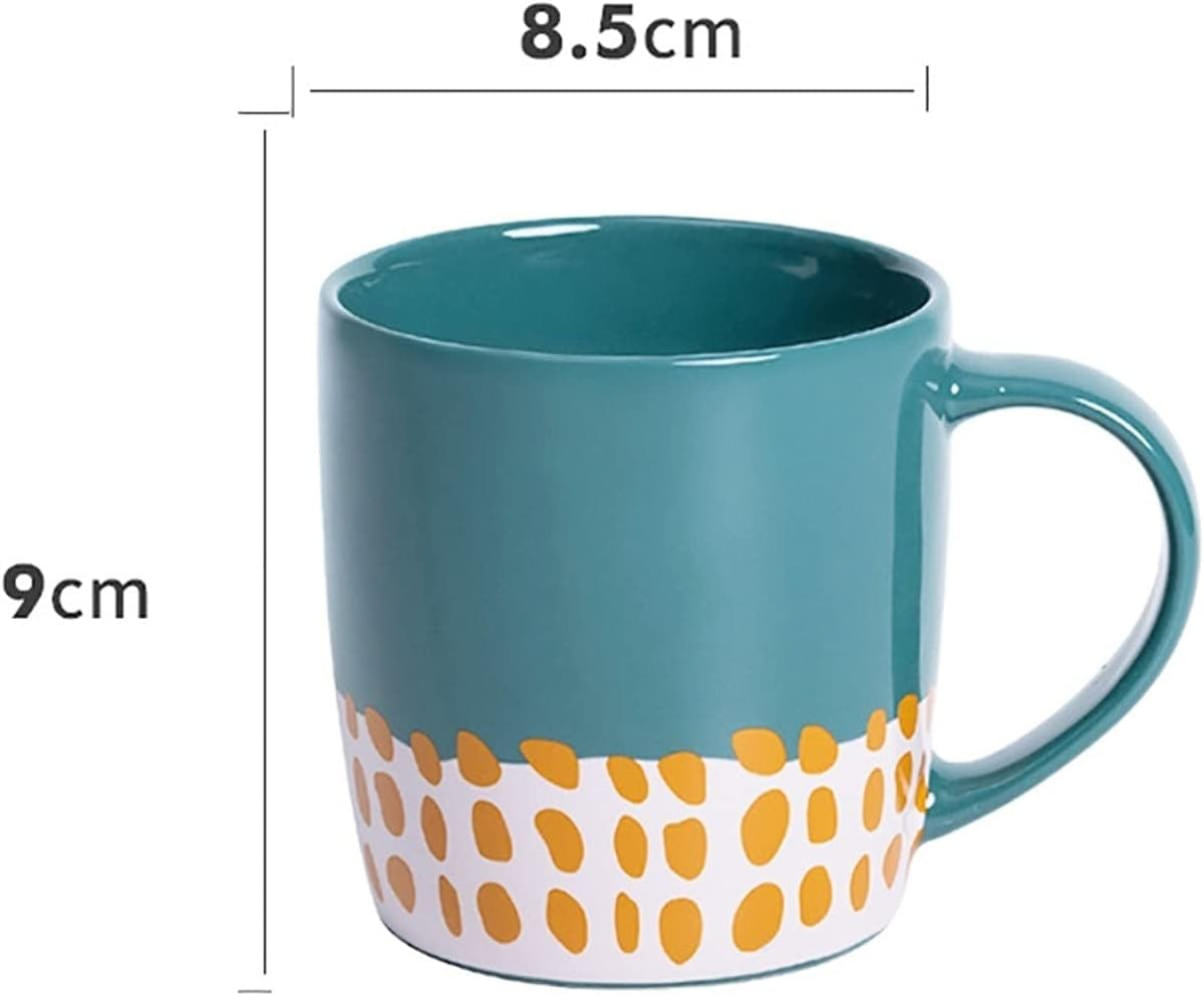 Milk Breakfast Cup 330ml Ceramic Bone China Juice Tea Coffee Cup Office Cup Polka Dot Gift(Groen 330ml) (Roze 330ml)