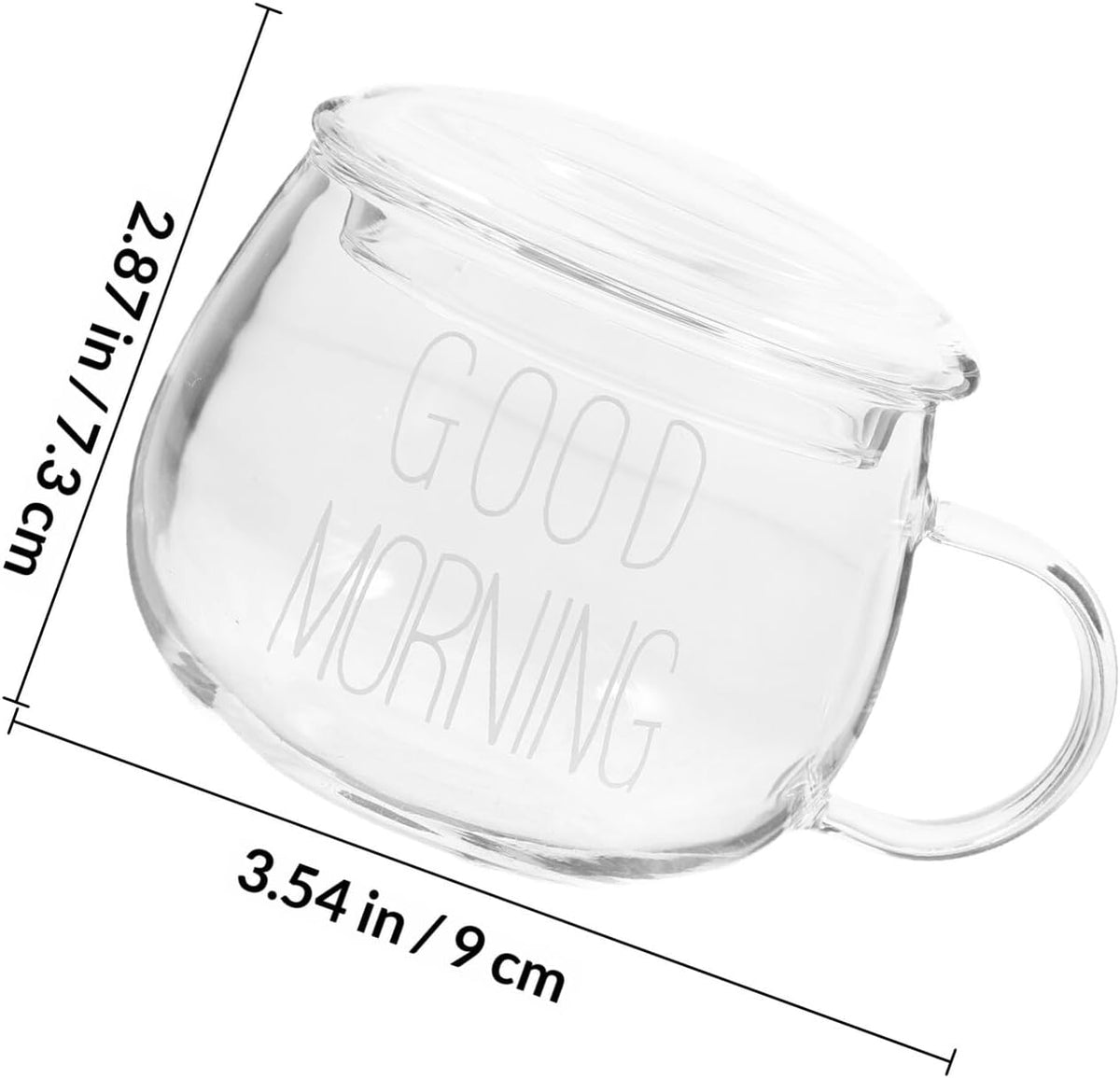 Heat Resistant Glass Milk Cup with Handle and Lid, 1pcs Breakfast Cereal Mug for Hot Beverages and Tea, Sturdy Glass Water Cup for Home and Travel