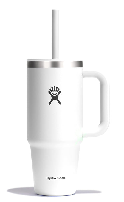 Hydro Flask Travel Tumbler with Handle, Lid and Straw - Insulated Stainless Steel in 40 Oz Trillium