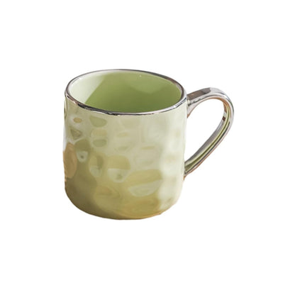 400ml/13.5oz ceramic cream wind breakfast cup household fresh creative drinking utensils-silver-edged milk yellow -400ml