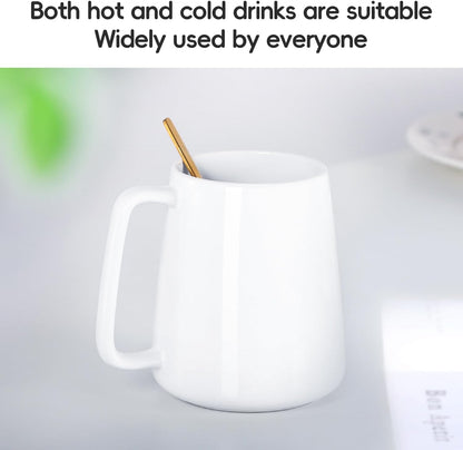 24 OZ Large Coffee Mug, Nice Ceramic Tea Cup with Big Handle for Dad Men Women, Unique Style For Any Kitchen, White