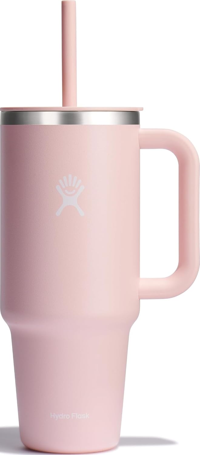 Hydro Flask Travel Tumbler with Handle, Lid and Straw - Insulated Stainless Steel in 40 Oz Trillium