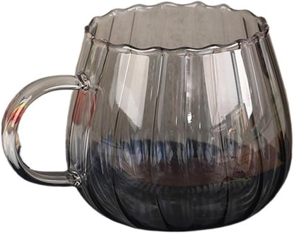 Easy to Clean 400ml Glass Breakfast Milk Cup with Handle, Cute, for Office,Home Use, Coffee Cup(Gray)