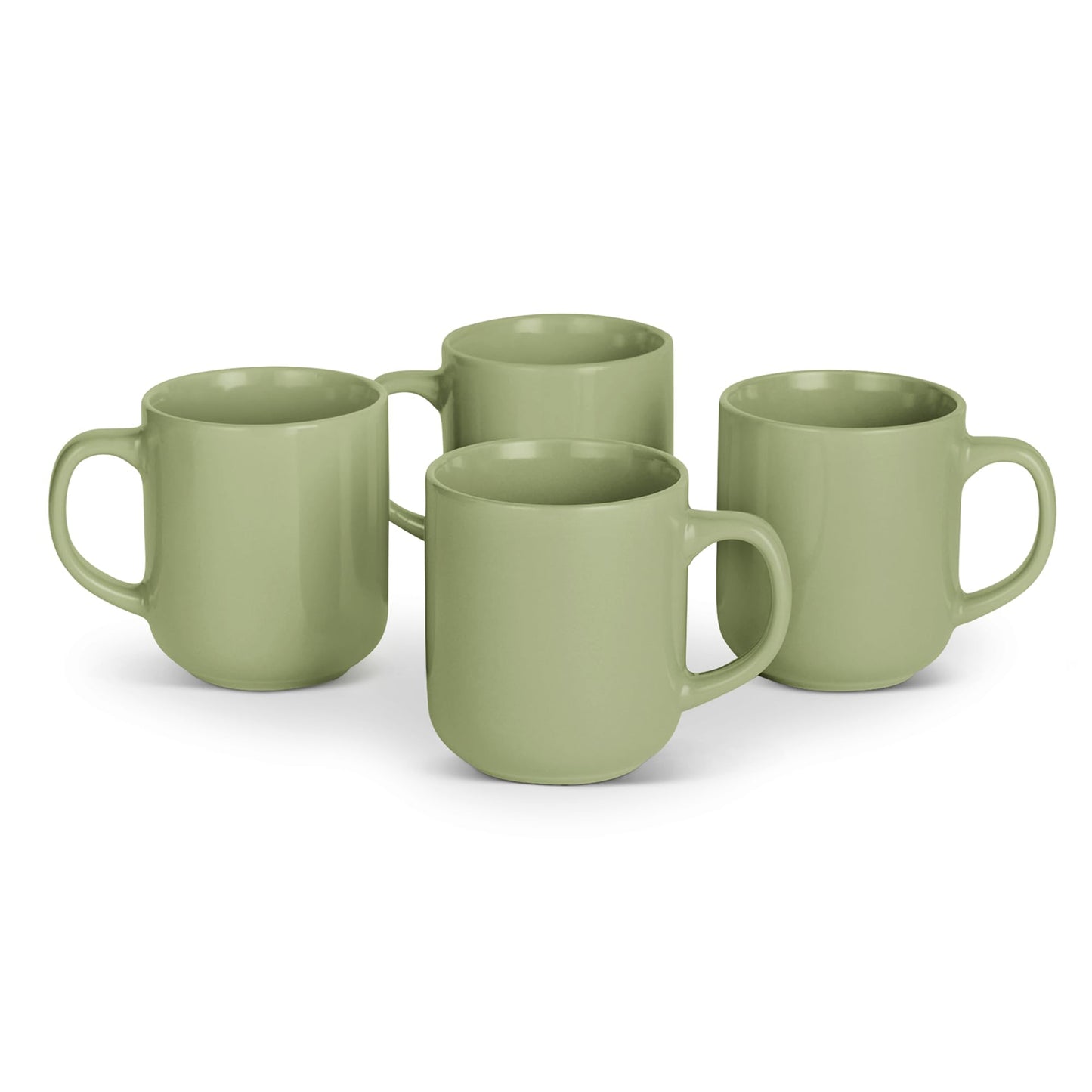 Amazon Basics Glazed Stoneware Coffee Mugs, Ceramic 4-Piece Set, 16 oz, Microwave and Dishwasher-Safe, Ivory
