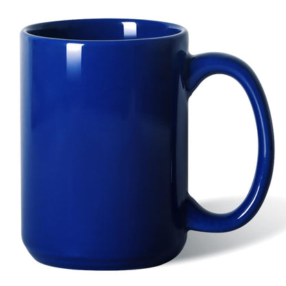 15 OZ Coffee Mug, Classic Blank Ceramic Cup with Large Handle for Tea Latte Cappuccino, Blue