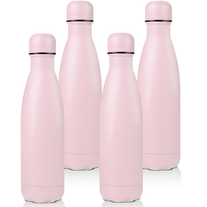 Volhoply 17oz Insulated Stainless Steel Water Bottle, Double Wall Vacuum Flask, Keeps Cold 24h & Hot 12h, Available in Packs of 1, 4, or 8（Silver,1 Pack)