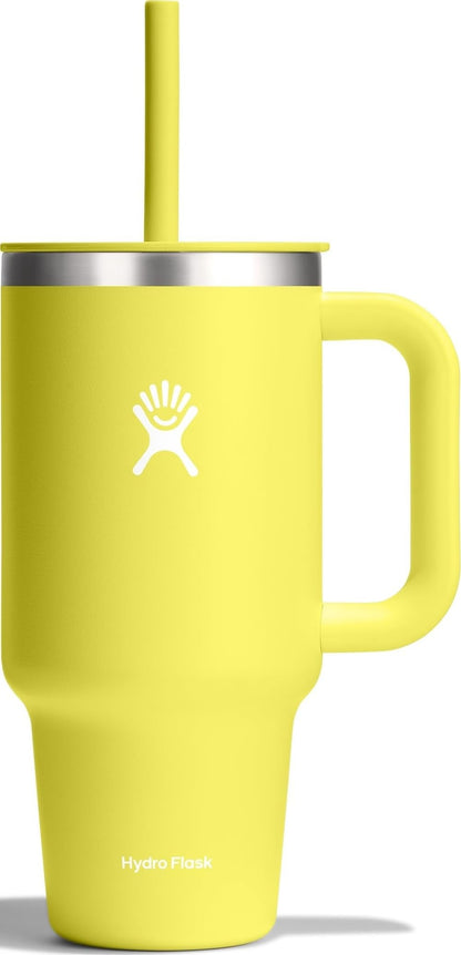 Hydro Flask Travel Tumbler with Handle, Lid and Straw - Insulated Stainless Steel in 40 Oz Agave