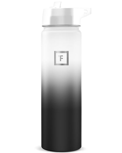 IRON °FLASK 32 oz Wide Mouth Water Bottle with 3 Lids | Insulated Stainless Steel Sports Water Bottle with 3 Leakproof Lids - BPA Free, Cold 24 Hrs, Sweat Free (Midnight Black)