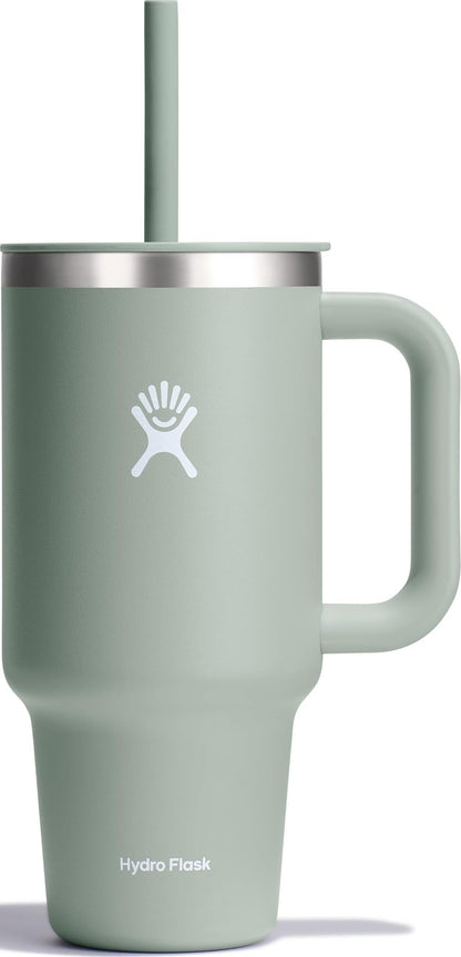 Hydro Flask Travel Tumbler with Handle, Lid and Straw - Insulated Stainless Steel in 40 Oz Trillium