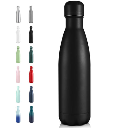 Volhoply 17oz Insulated Stainless Steel Water Bottle, Double Wall Vacuum Flask, Keeps Cold 24h & Hot 12h, Available in Packs of 1, 4, or 8（Silver,1 Pack)