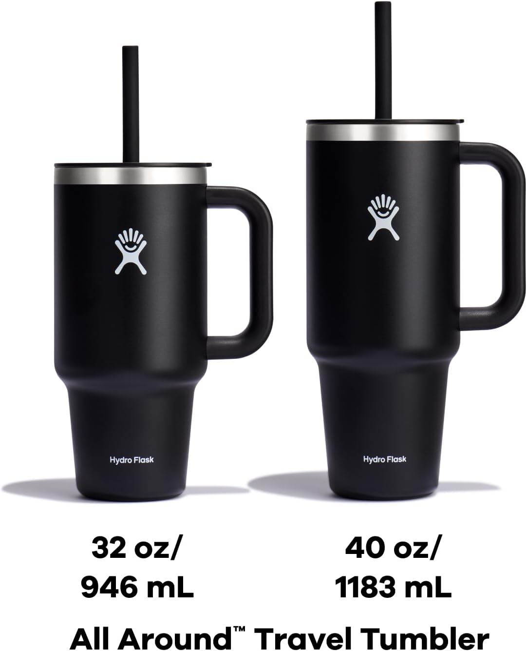 Hydro Flask Travel Tumbler with Handle, Lid and Straw - Insulated Stainless Steel in 40 Oz Agave