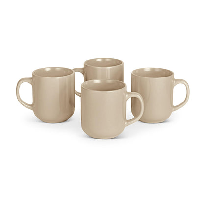 Amazon Basics Glazed Stoneware Coffee Mugs, Ceramic 4-Piece Set, 16 oz, Microwave and Dishwasher-Safe, Ivory
