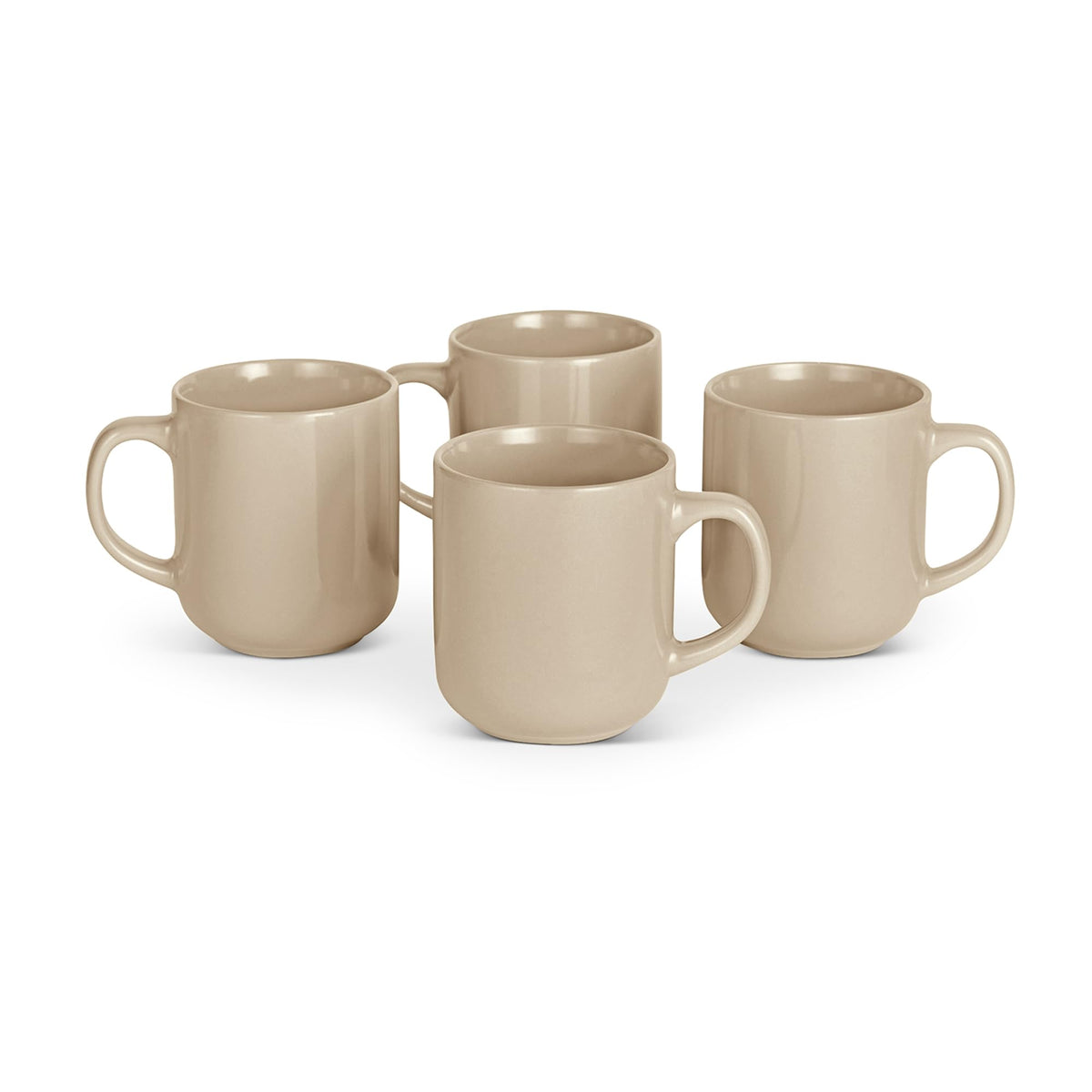 Amazon Basics Stoneware Coffee Mugs, 16 oz, 4-Piece Set, Gloss-Glazed, Stain-Resistant, Microwave, Freezer and Dishwasher-Safe, Linen Gray