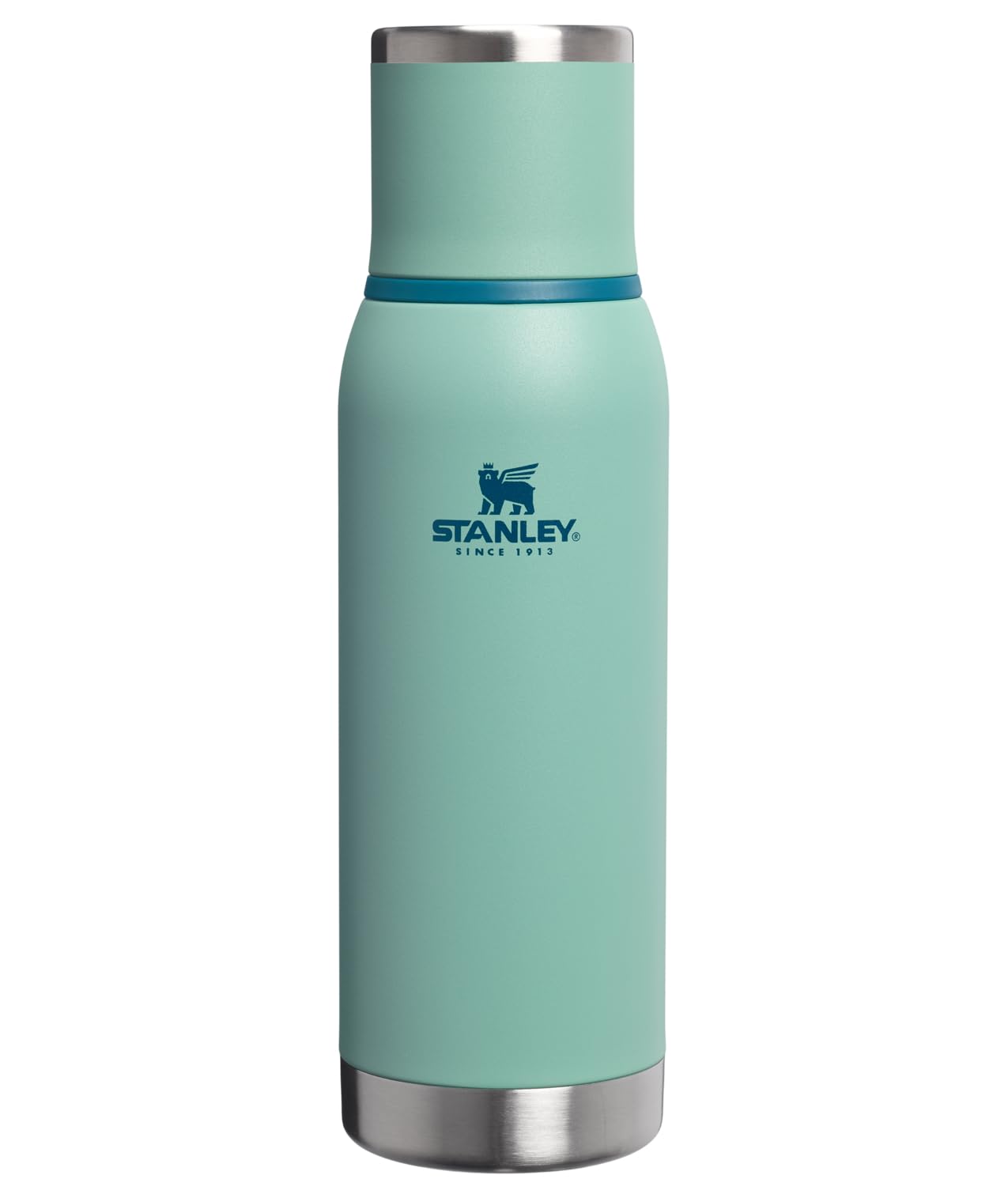 Stanley Adventure-To-Go Vacuum Bottle 25 oz | Wide Mouth with Leakproof Cup Lid | Keep Drinks Hot or Cold | Packable for Travel | Insulated Stainless Steel Thermal Bottle | BPA-Free | Frost White